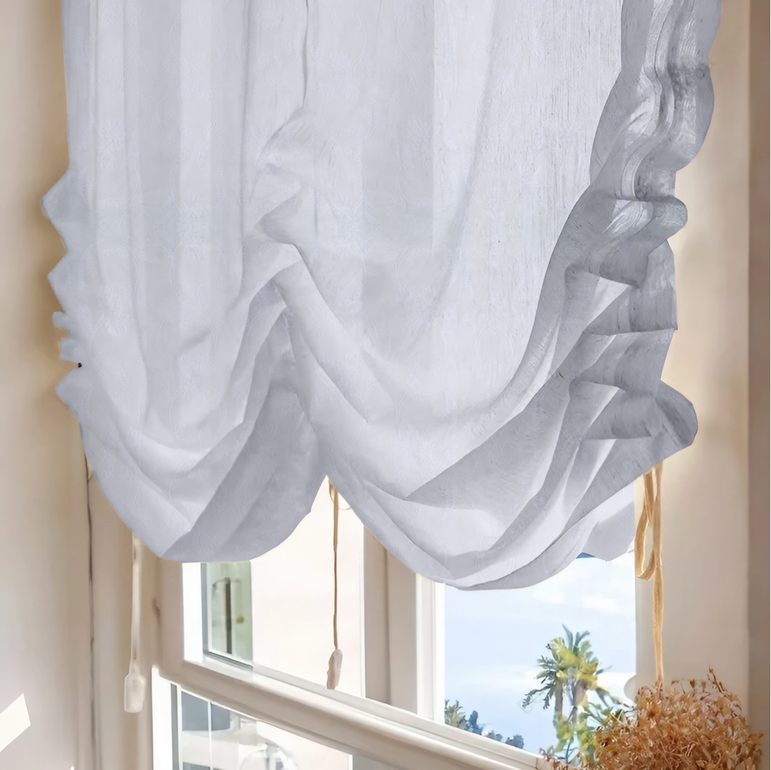 Австрийские шторы из ткани GLENIFFER WHITE