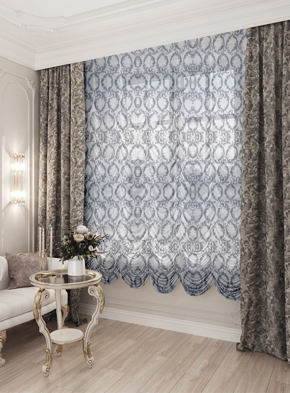 Французские шторы из ткани LEVERN DARK GREY