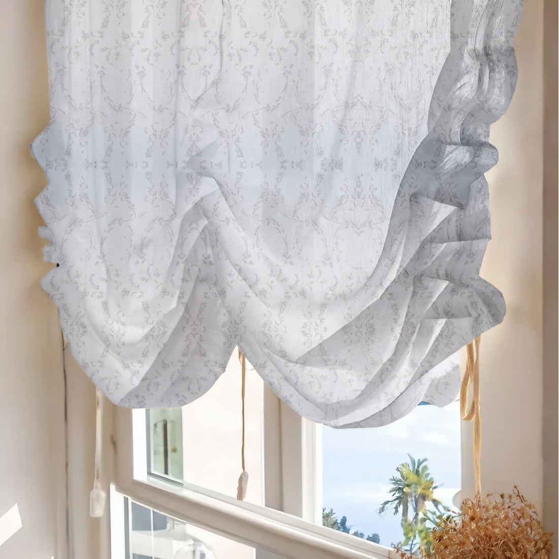 Австрийские шторы из ткани LEVERN LIGHT GREY