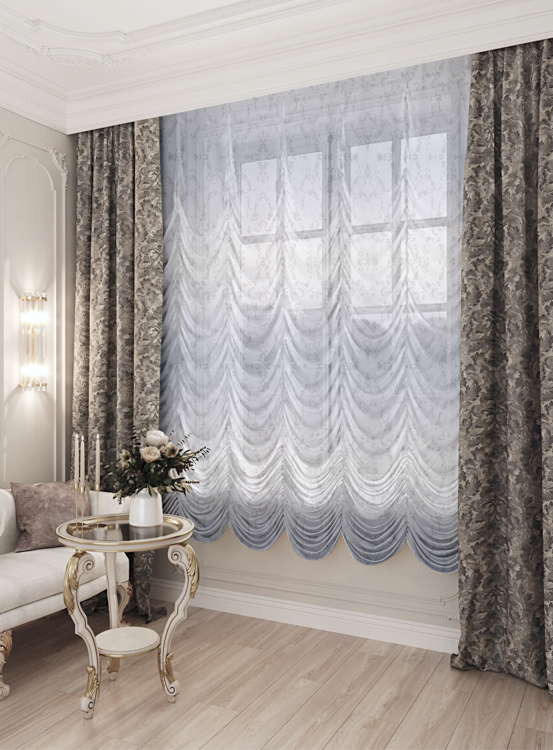 Французские шторы из ткани LEVERN LIGHT GREY
